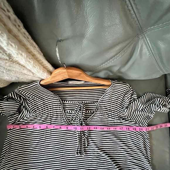 Anthro ETCHED Modal DOUBLE TIE V-Neck HI LO Flowy Stretch 3/4 Sleeve TOP XL - Picture 7 of 8